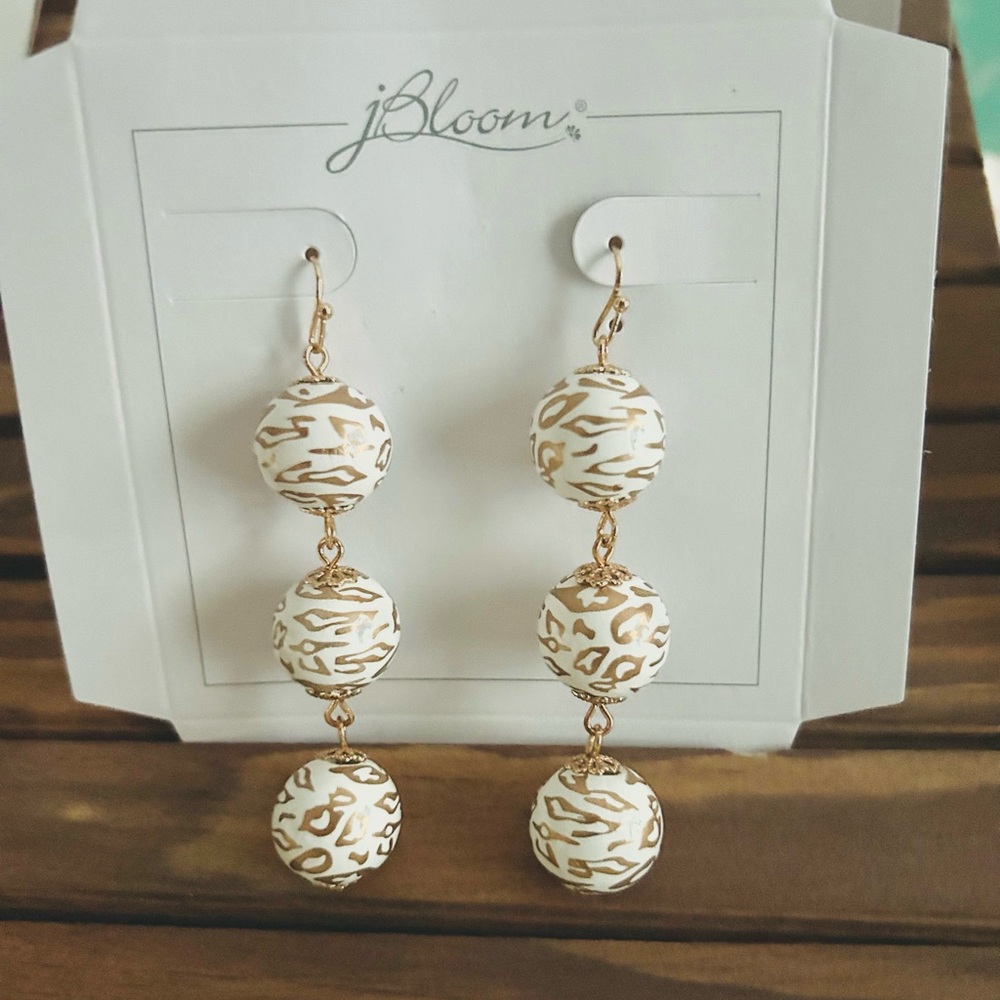 JBloom NEW Cheetah Pattern Drop Earrings. STAINLESS STEEL RETIRED
